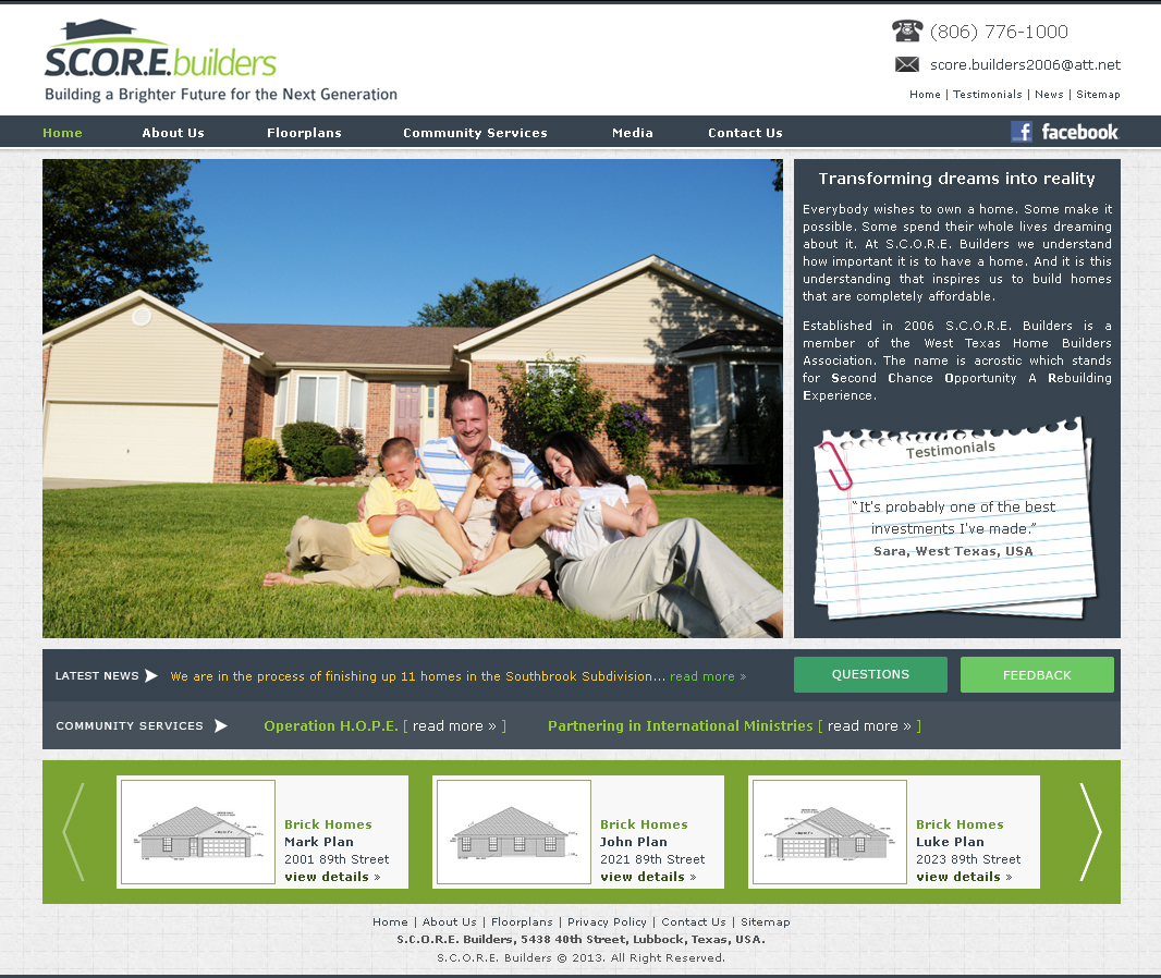 S.C.O.R.E. Builders' Website